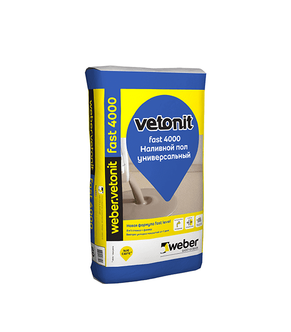 Наливной пол Vetonit fast Weber 4000, универсальный, 20 кг