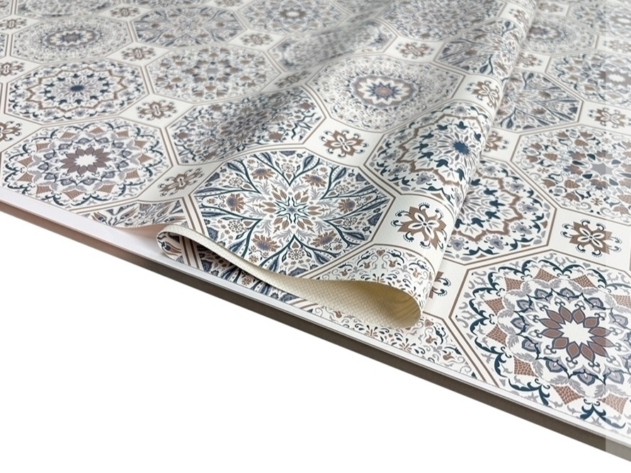 Клеёнка на тканевой основе, полиур.покр."Elegance" "Узоры" гол.-беж ш.1,37м GW-21590 "Great Way" *20