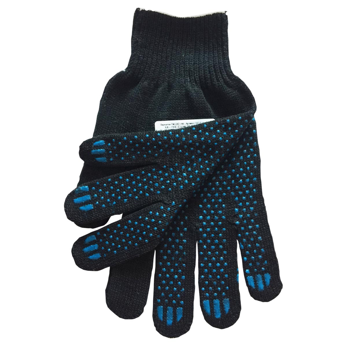 Перчатки ХБ с ПВХ точ 10кл (5 нитей) 50гр черные (арт 593Р) *10/250