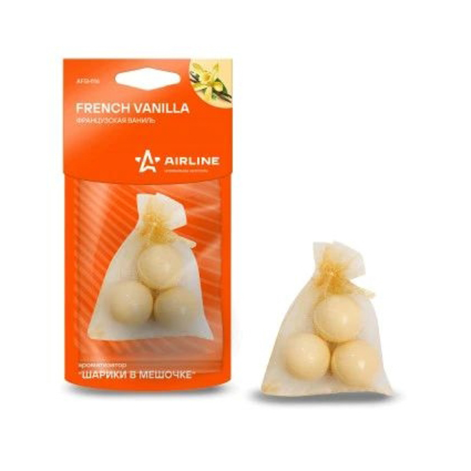 Ароматизатор AIRLINE Шарики в мешочке, французская ваниль AFSH116 6775111 Ароматизатор AIRLINE Шарики в мешочке, французская ваниль AFSH116 6775111