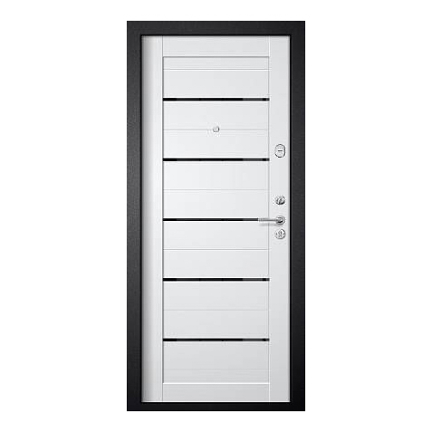 Дверь входная 2050х960х60 мм Двери Гуд М-2 GOODMAN, со стеклом, правая, черный шелк/белый