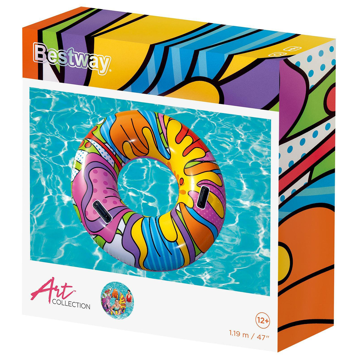 Круг надувной BESTWAY Поп-арт, диаметр 119 см, 12 лет