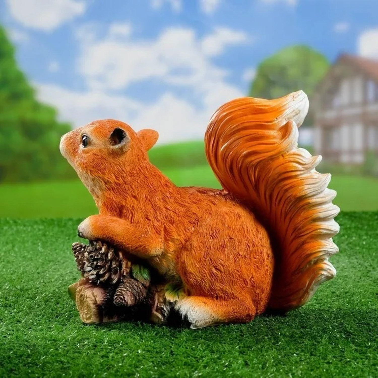 Садовая фигура "Белка на ветке с шишками" 14х24х21см    1259507