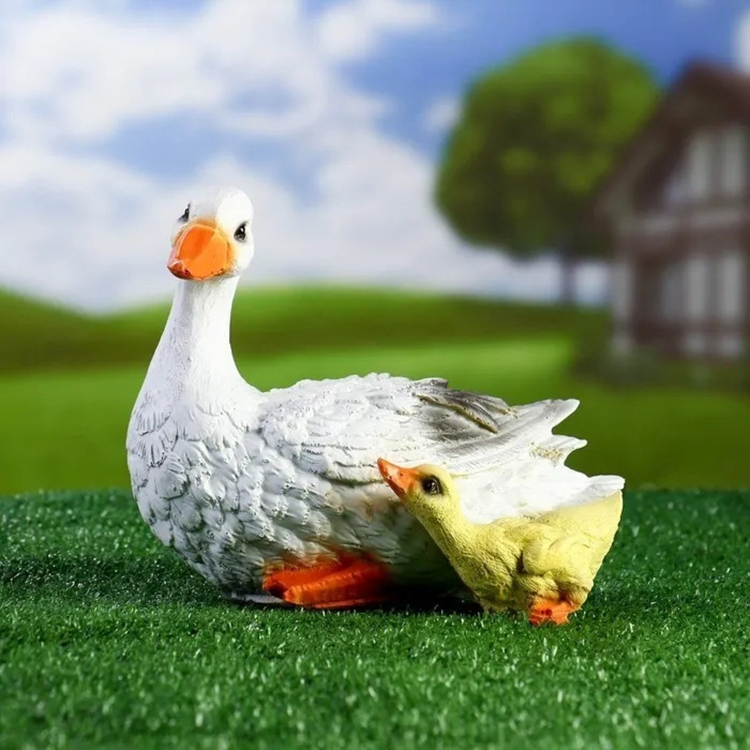 Садовая фигура "Утка с утенком" 23х15х20см   1126924