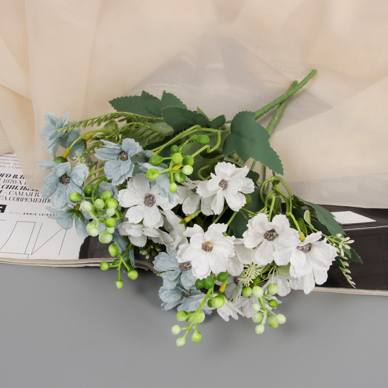 Букет искусственный «Анемон леди люкс», 26 см, МИКС