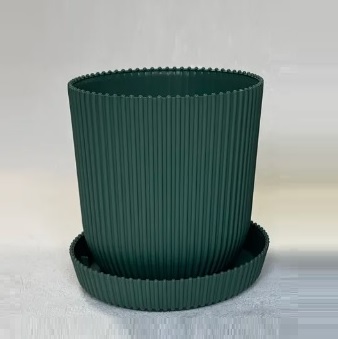 Кашпо пластм. "Gaufre" 1л d верха 115мм h115мм с поддоном Изумруд 801--16 (Tek.A.Tek) *1/40