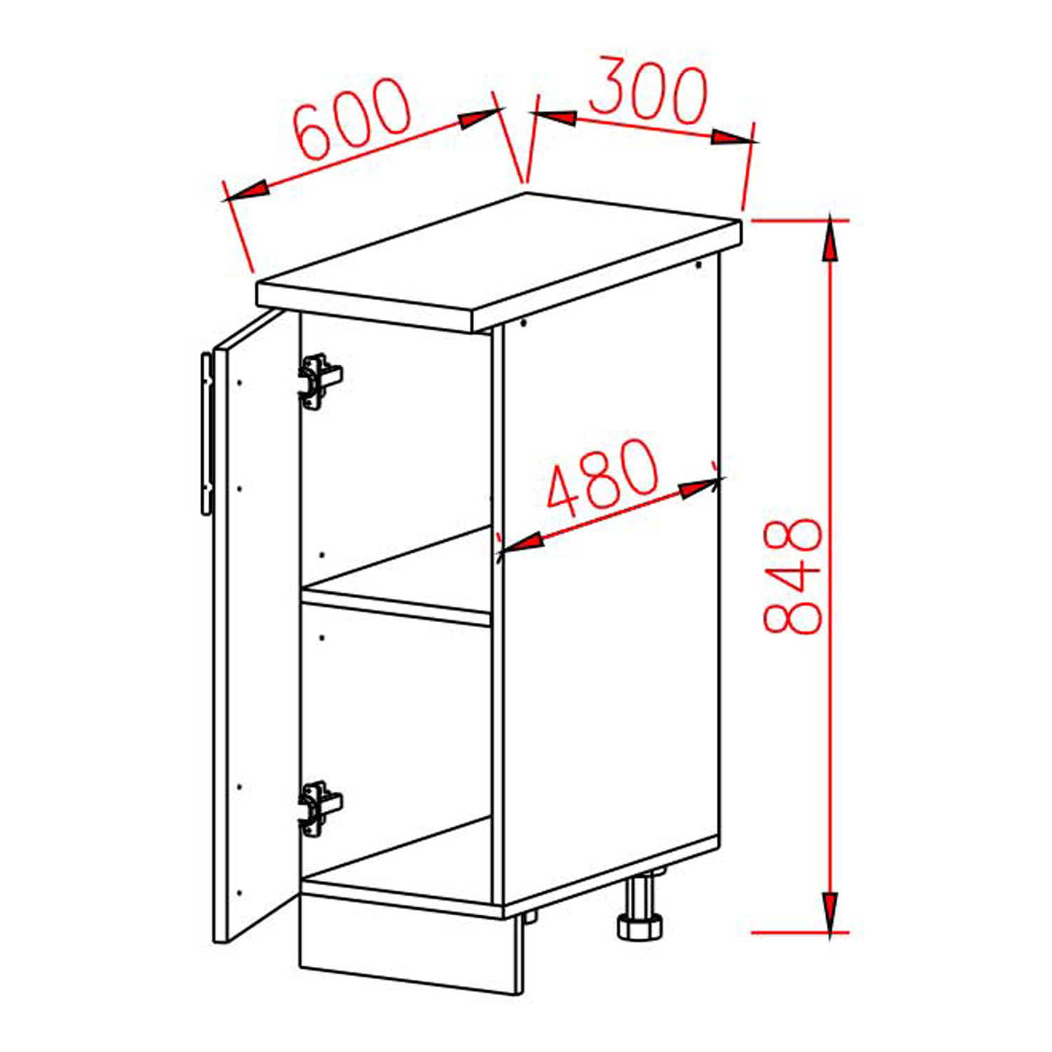 Шкаф напольный 300х850х600 мм BROZEX-WOOD Lux, с дверцей Шкаф напольный 300х850х600 мм BROZEX-WOOD Lux, с дверцей