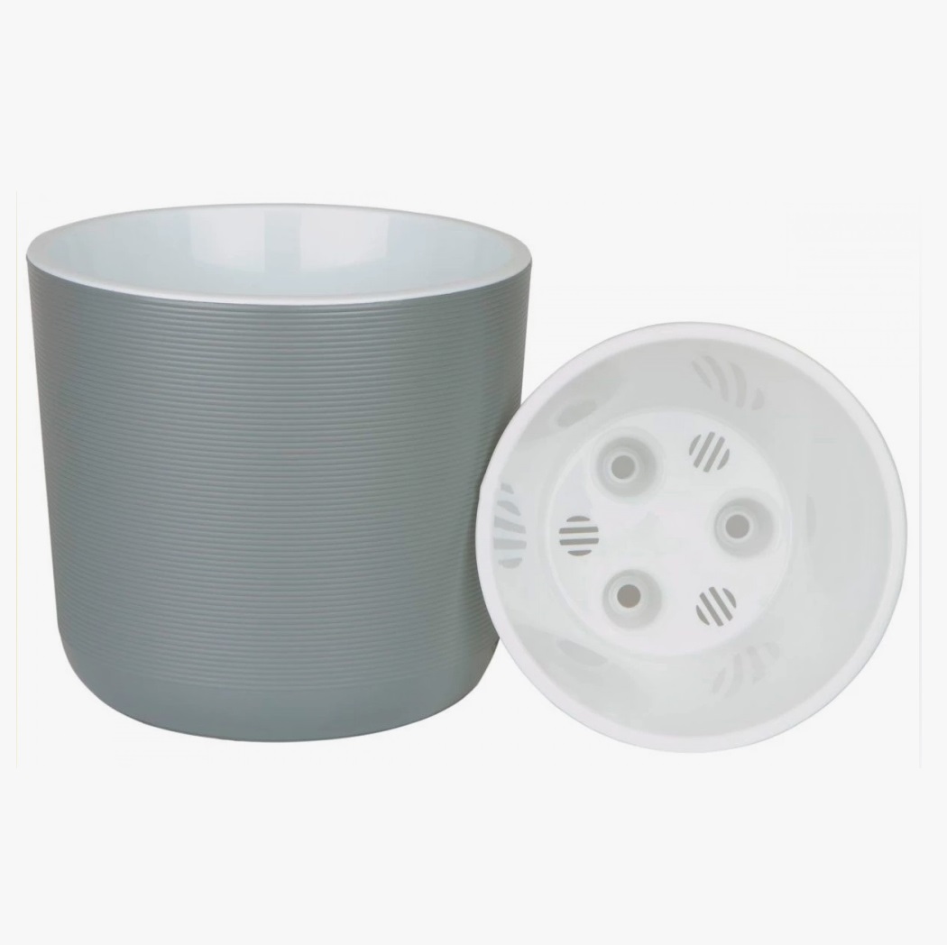 Кашпо пластм. "Лион" 3л d верха 170мм h160мм со вставкой Серый муссон ЛИ17-20 *1/10