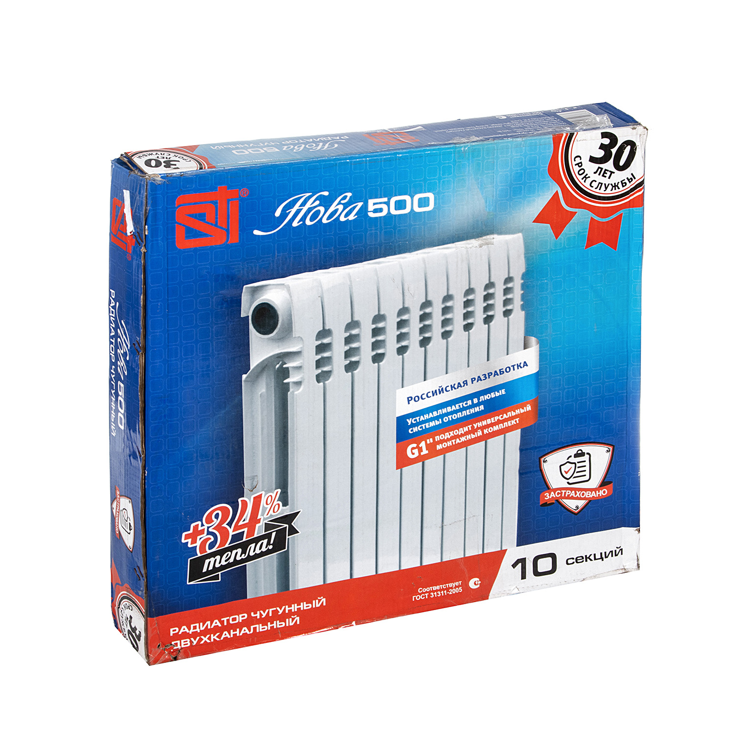 Радиатор чугунный 10 секций STI Нова, 500 мм, белый