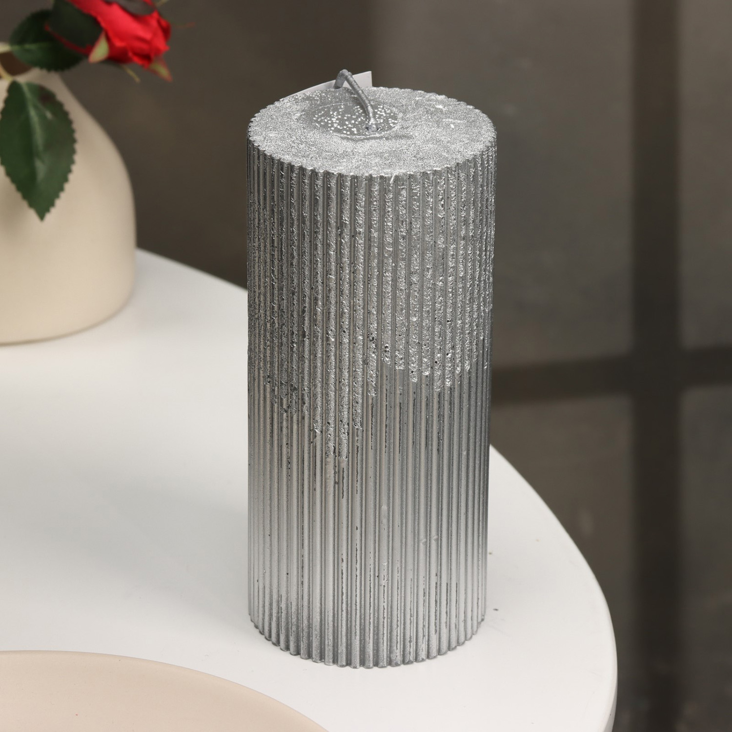 Свеча "Рельеф", 7×15см, серебристый 9814716