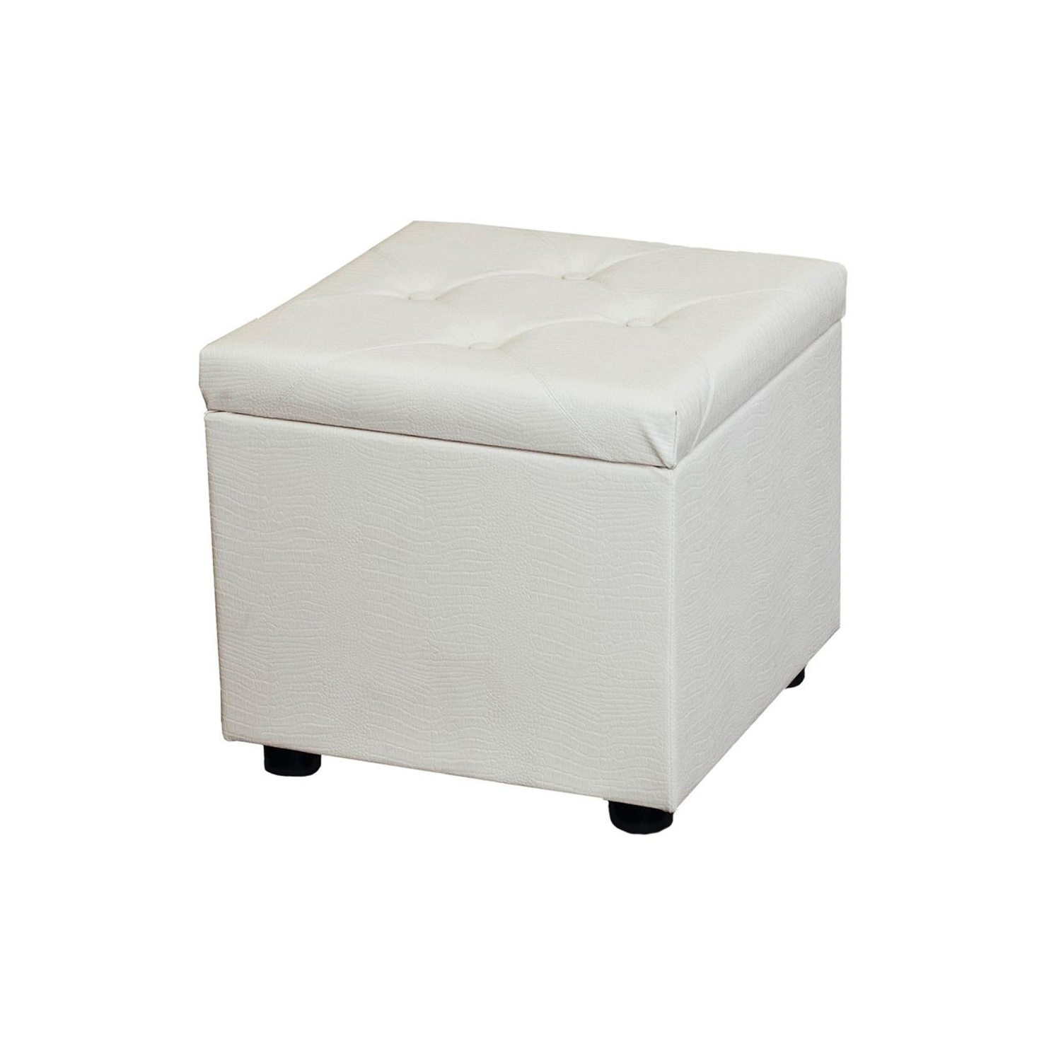 Пуф FORPOST, 42х41х40 см, куб, искусственная кожа, белая рептилия