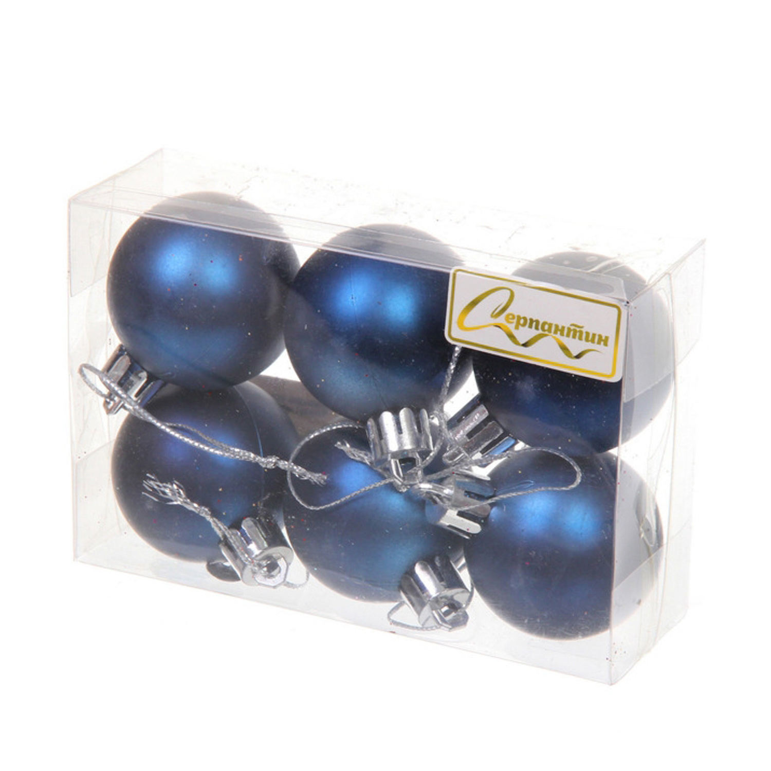 Новогодние шары 4 см (набор 6 шт) "Матовый", сапфир Новогодние шары 4 см (набор 6 шт) "Матовый", сапфир