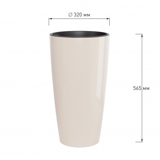 Кашпо пластм. "Рондо" высокое 35л d 320мм h565мм, со вставкой 15л Бежевый М8880 (ЗПИ "Альт.") *1