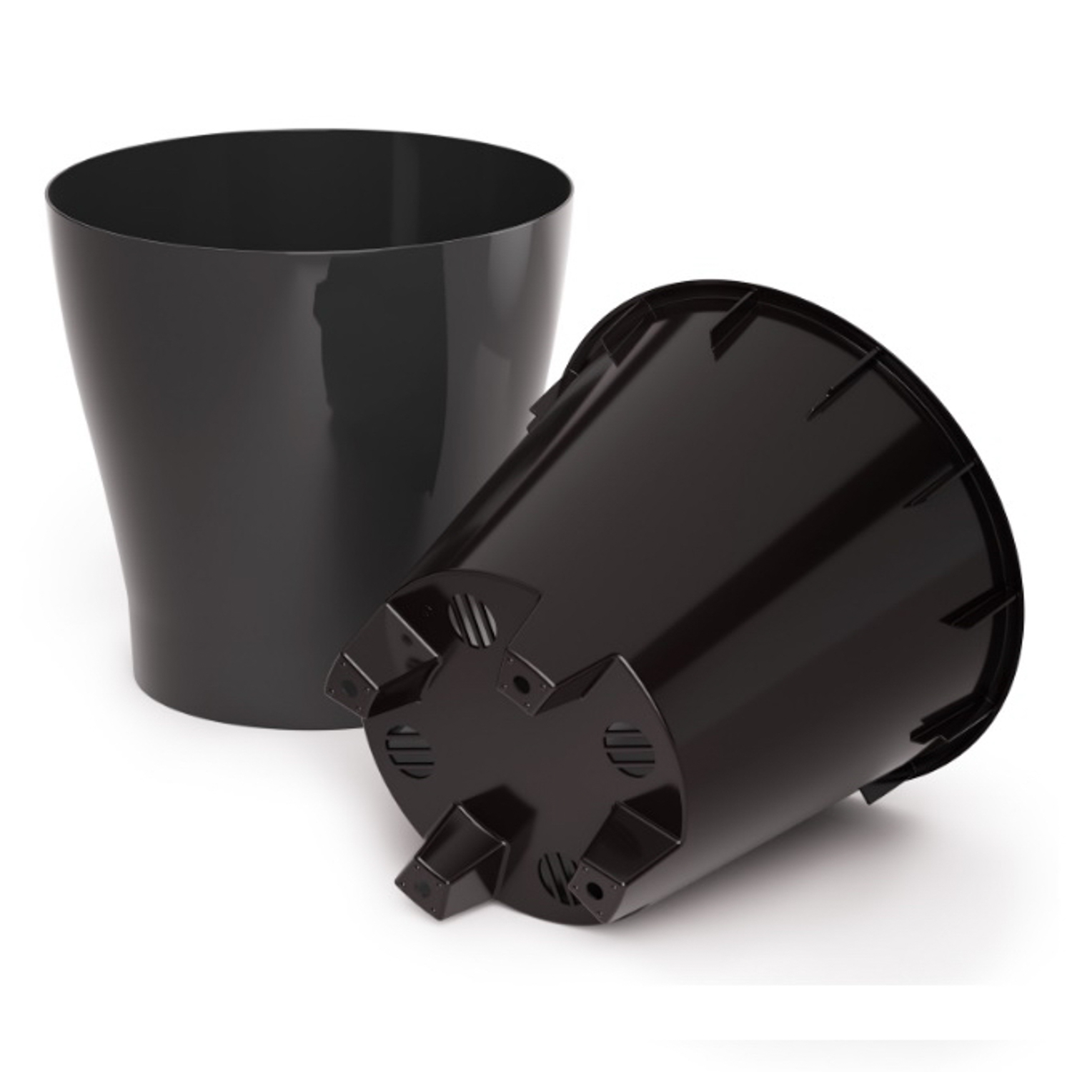 Кашпо пластм. "Лея" 5,0л d верха 215мм h205мм со вставкой Графитовый М8834 (ЗПИ "Альтернатива")*1/8