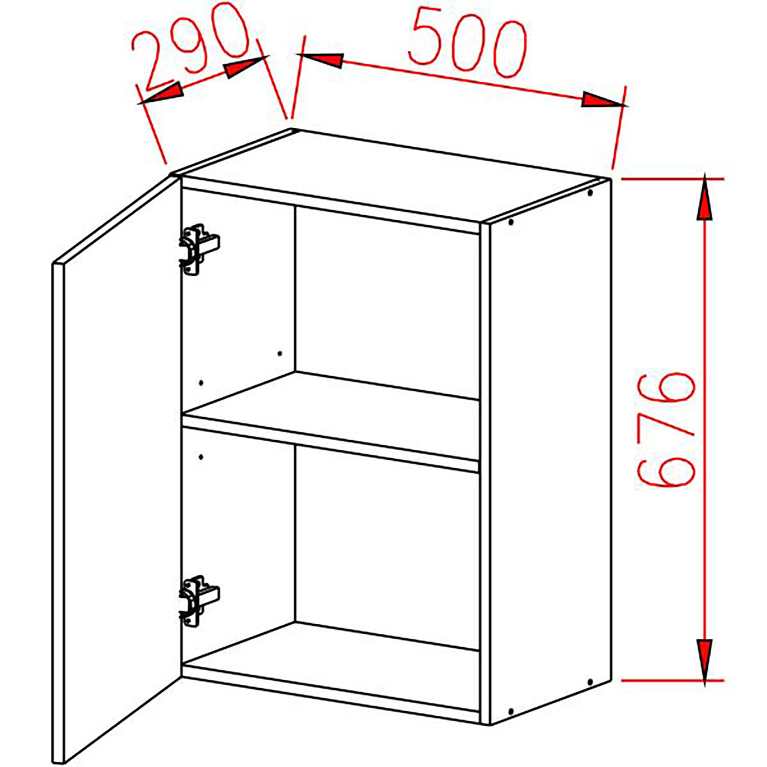 Шкаф навесной 500х676х290 мм BROZEX-WOOD Next, с дверцей, графит / дуб вотан