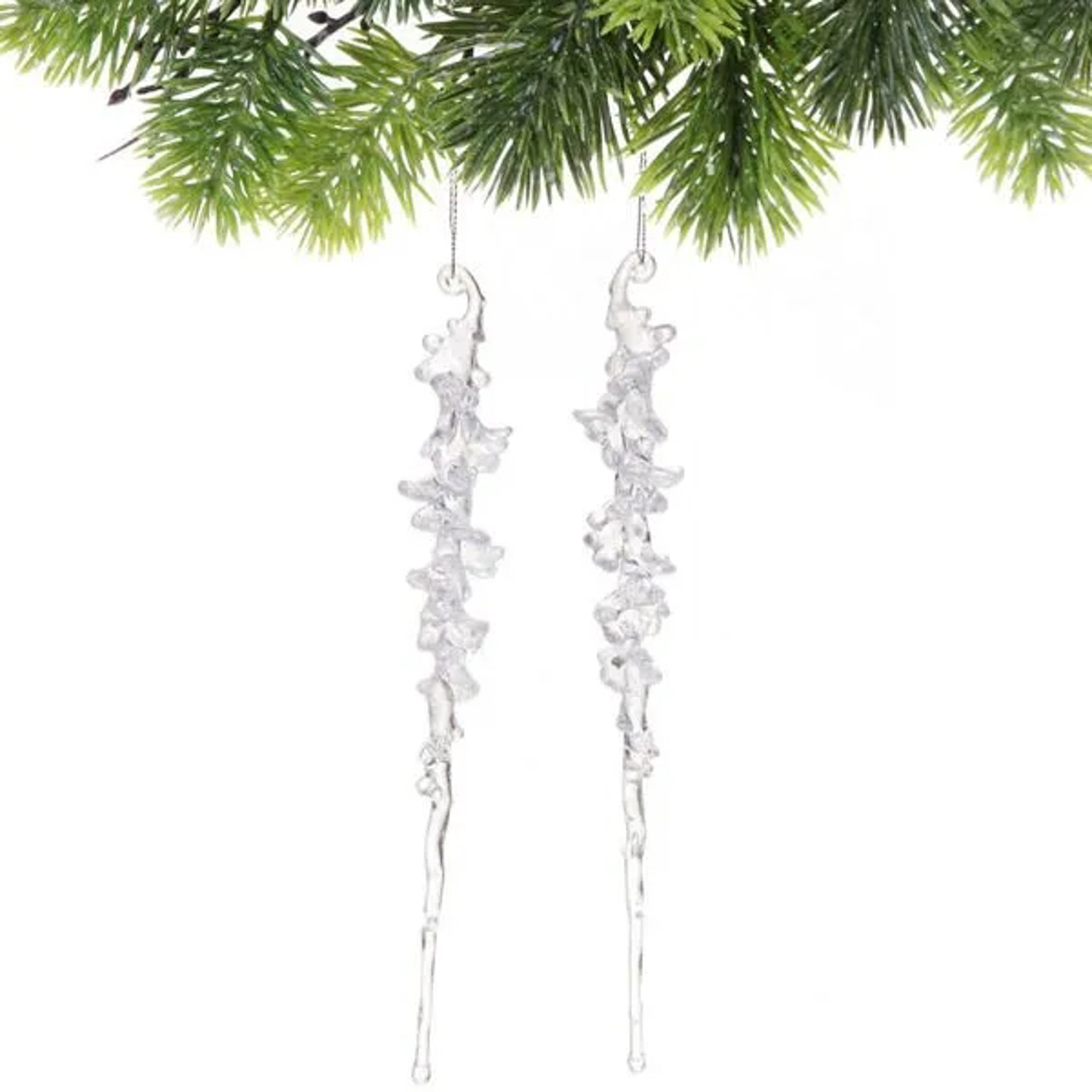Подвеска "Кристальная сосулька" 26 см (набор 2 шт), Белый
