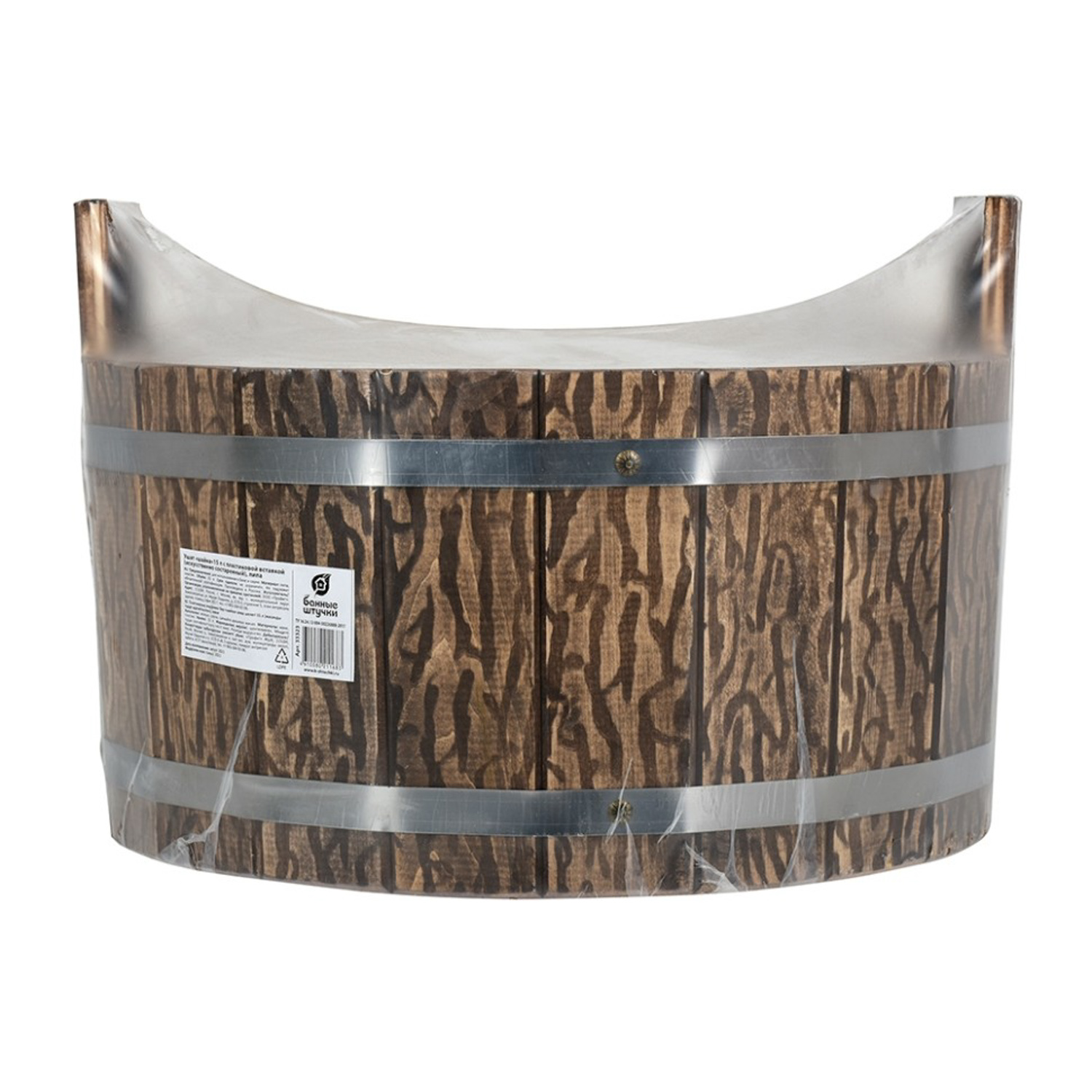 Ушат "шайка" 15 л. (термо) с пластиковой вставкой, липа, "Банные штучки" в терм.