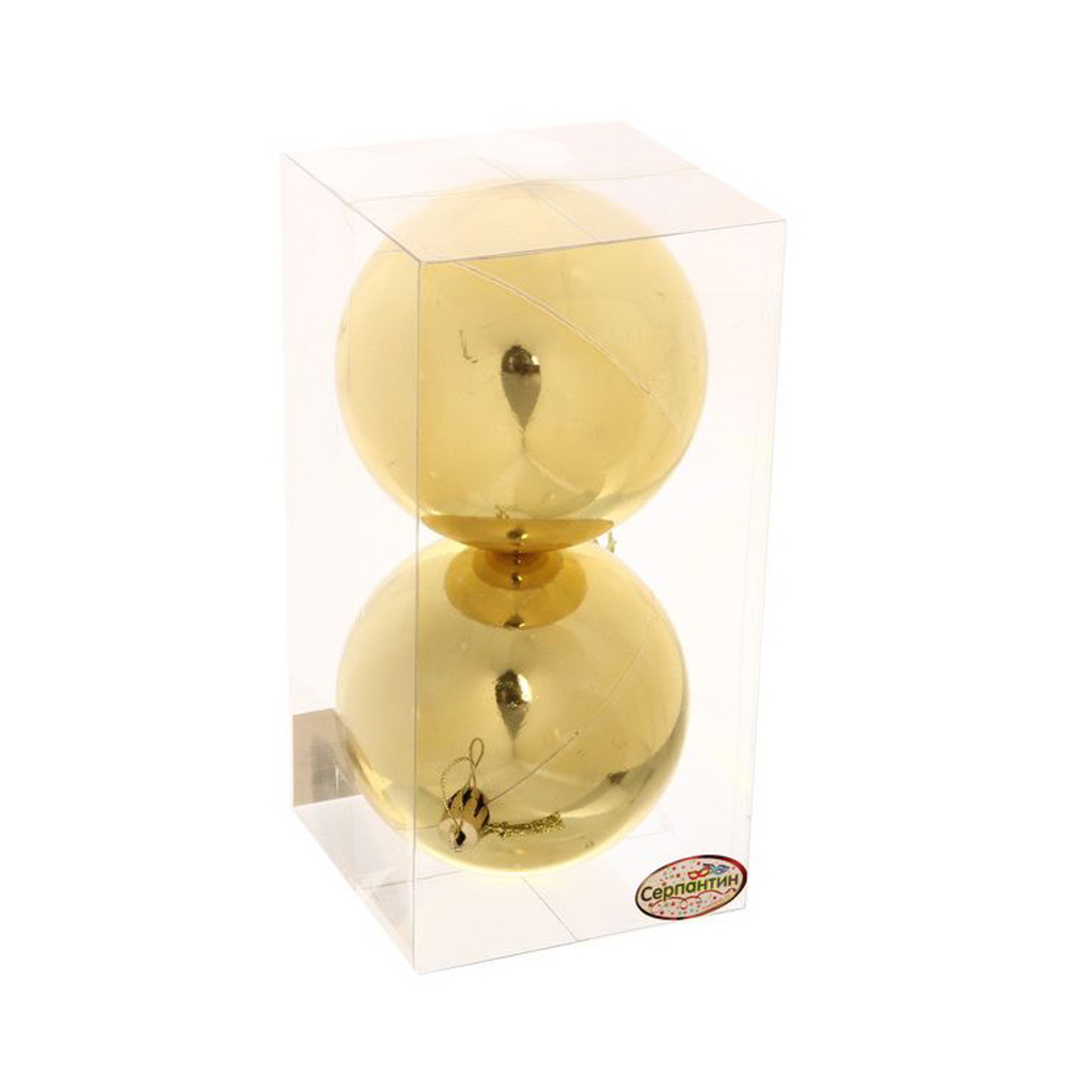 Новогодние шары 10 см (набор 2 шт) "Глянец", золото