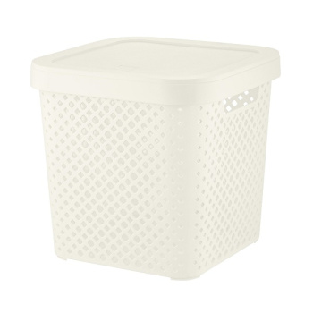 Корзина для хранения пластм. "Stockholm" 310х310х300мм с Крышкой Молочный туман PT500801048 *1/8