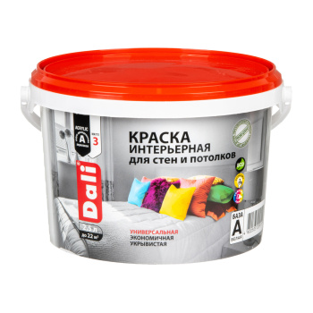 Краска акриловая 2.5 л для стен и потолков DALI, белая база А, глубокоматовая