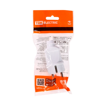 Вилка прямая с/з 16А 250В белая TDM SQ1806-0003 *10/250