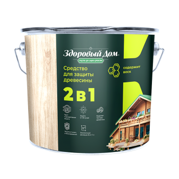 Защитно-декоративное покрытие 2.7 л для древесины Здоровый Дом 2 в 1, сосна