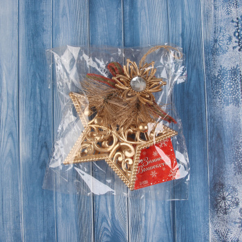 Украшение ёлочное "Звезда с цветком" 12х12 см, золото  10514162