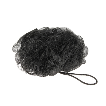 Мочалка-бант для душа нейлон D14см Бант черный, 54г ЕВРОХАУС  *10/50