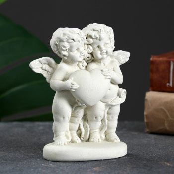 Фигура "Ангелочки с сердцем" состаренный, 12х11х6см 9127426