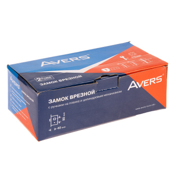 Замок врезной 80мм бронза,плоский ригель 1323/70-AB Avers *1/16