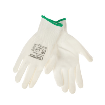 Перчатки рабочие полиэстер, с полиуретановым обливом, Белые, р-р 7(S) PR-PU041  "Fiberon"12/120