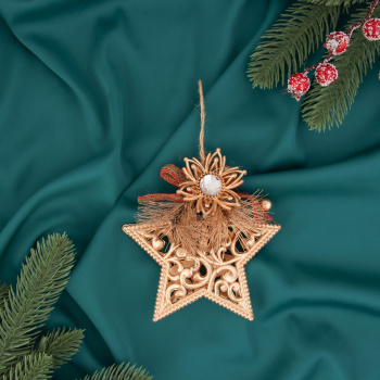 Украшение ёлочное "Звезда с цветком" 12х12 см, золото  10514162