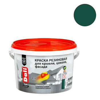 Краска резиновая 3 кг для кровли, цоколя, фасада DALI, зеленая