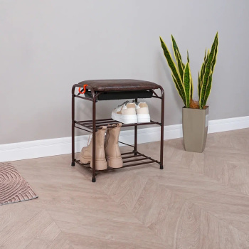 Этажерка "обувница" металл. "Альфа 13ся" 2полки+мягк.Сиднье.с ящик,ш.0,45м,в.048м Кор.ПДОА13СЯ КОР*1