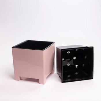 Кашпо пластм. "Нард" 2,1л 140х140мм h140мм со вставкой Розовая пудра НР15-27 *1/8