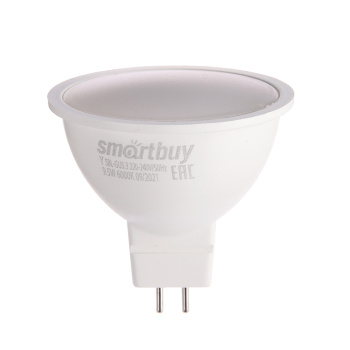 Лампа светодиодная Smartbuy, GU5.3, рефлектор MR16, 9.5 Вт, 760 Лм, 6000 К, холодный белый Лампа светодиодная Smartbuy, GU5.3, рефлектор MR16, 9.5 Вт, 760 Лм, 6000 К, холодный белый