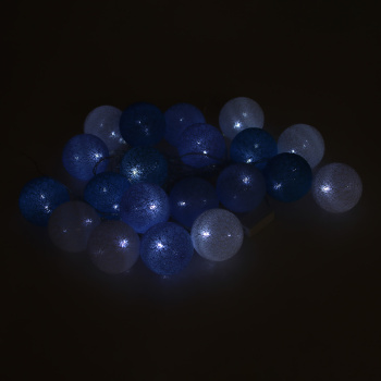 Гирлянда «Нить» Luazon Lighting, 5 м, фиксинг, белый, клубки морские 6 см, 20 LED, IP20, 220 В