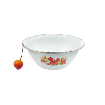 Миска эмалированная 0,6л d160мм обод нерж., с деколью С-0305А3/4  *1/18