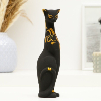 Фигура "Кошка Багира" черная, влево, роспись 5х4х20см 9424643