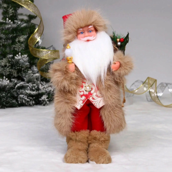 Дед Мороз - Лесовичок "Лесной добряк" 40 см, Красный/бежевый