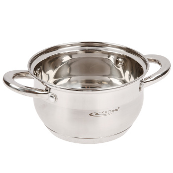 Кастрюля нерж. "Катунь" "Диана" 1,8л d16см термораспред. дно, Стекл. кр. KT01-D-18  *1/8