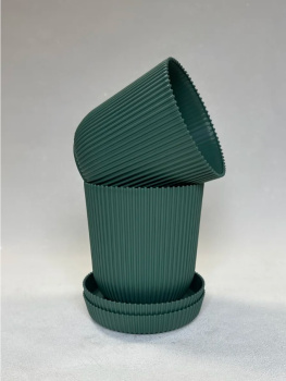Кашпо пластм. "Gaufre" 1л d верха 115мм h115мм с поддоном Изумруд 801--16 (Tek.A.Tek) *1/40