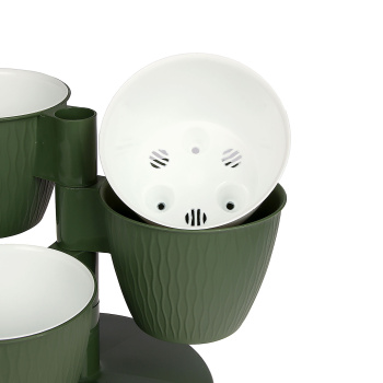 Кашпо-"Каскад" 3-х местная пластм. "Пирамида" d верха 125мм h100мм со вставками Нефрит *1/10