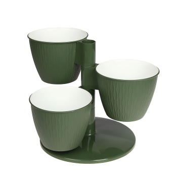 Кашпо-"Каскад" 3-х местная пластм. "Пирамида" d верха 125мм h100мм со вставками Нефрит *1/10