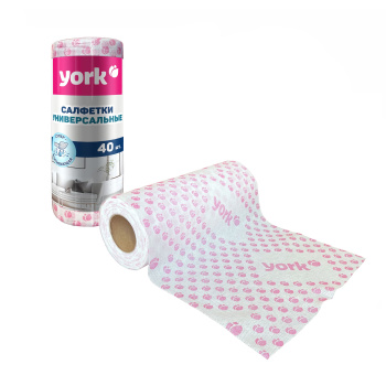Салфетки для уборки в Рулоне 25х40см 40шт универсальные "Премиум" С РИС. 020480 "York" *1/12