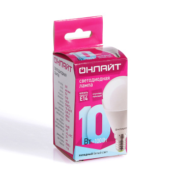 Лампа светодиодная 10W Е14 шар 4К нейтральный G45 ОНЛАЙТ 61966 *10/100/200