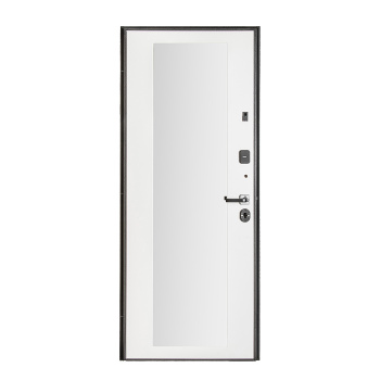 Дверь входная 2050х860х95 мм Дверной континент Брест, с зеркалом, правая, серебристый антик/белый матовый Дверь входная 2050х860х95 мм Дверной континент Брест, с зеркалом, правая, серебристый антик/белый матовый