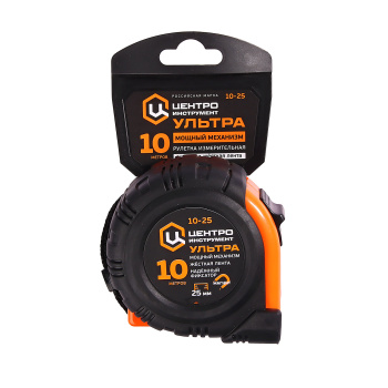 Рулетка 10м "УЛЬТРА" каучук с фиксатором магнитная (10Мх25мм) ЦИ *1/6/50