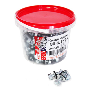 Саморезы кровельные 6.3х25 мм BROZEX, оцинкованная сталь, 200 шт.