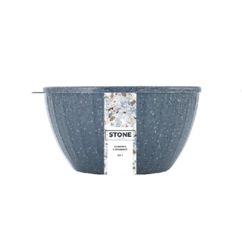Салатник пластм. "STONE" 2,8л d221мм с крышкой Темный камень SE186711026 ("Sugar Spice") *1/14